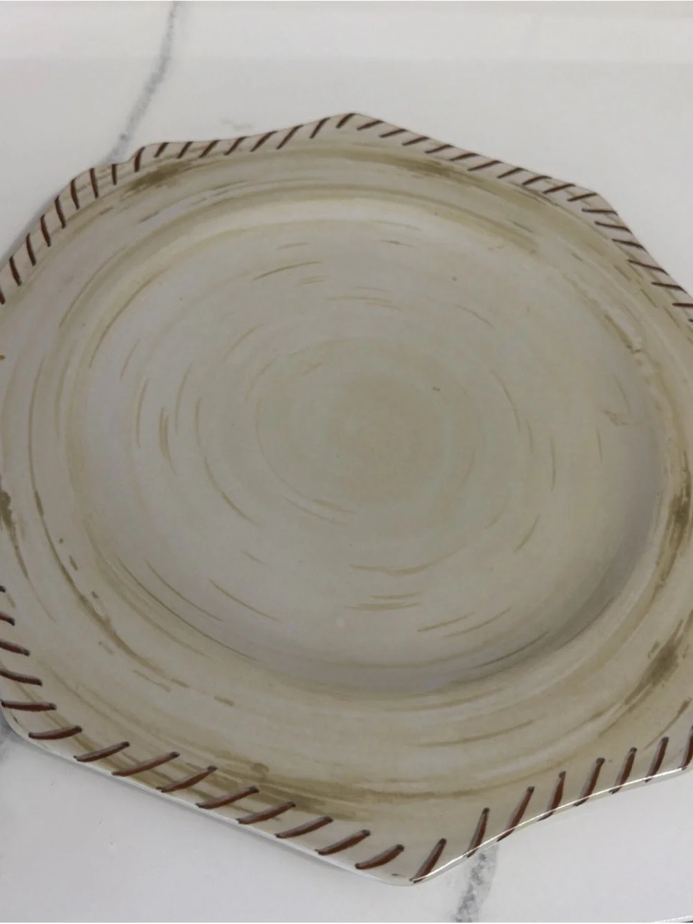 Lenox Cream and Brown Octagonal Dinner Plate